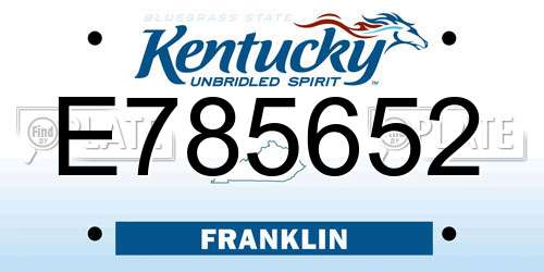 E785652 Kentucky License Plate