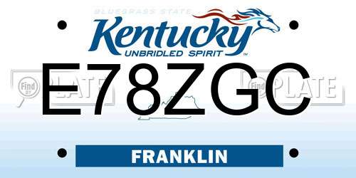 E78ZGC Kentucky License Plate