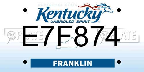 E7F874 Kentucky License Plate