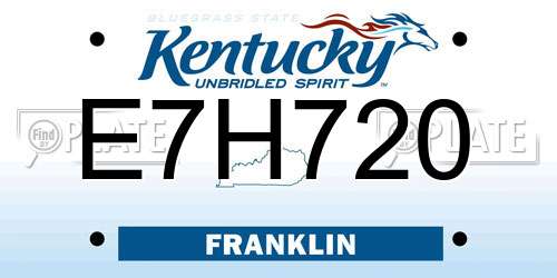E7H720 Kentucky License Plate