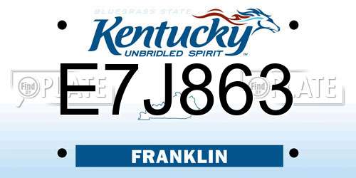 E7J863 Kentucky License Plate