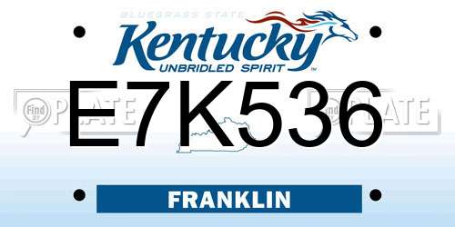 E7K536 Kentucky License Plate