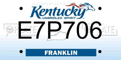 E7P706 Kentucky License Plate