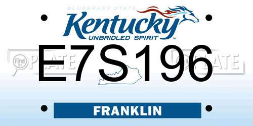 E7S196 Kentucky License Plate