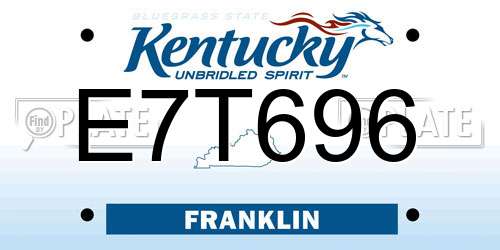 E7T696 Kentucky License Plate