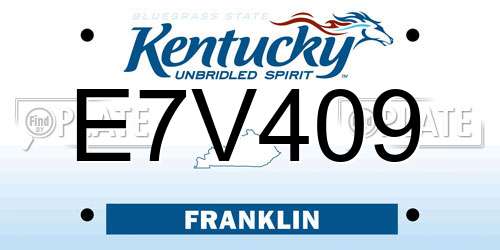 E7V409 Kentucky License Plate