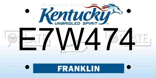 E7W474 Kentucky License Plate