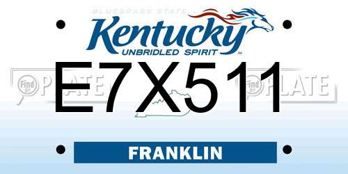 E7X511 Kentucky License Plate