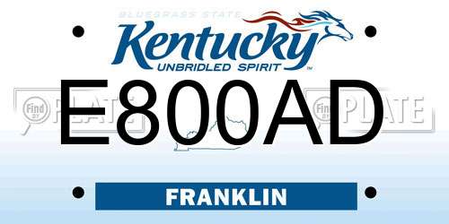 E800AD Kentucky License Plate