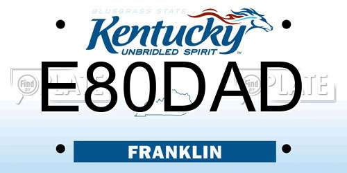 E80DAD Kentucky License Plate