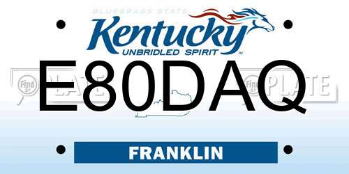 E80DAQ Kentucky License Plate