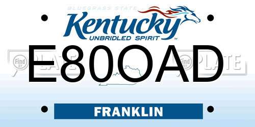 E80OAD Kentucky License Plate
