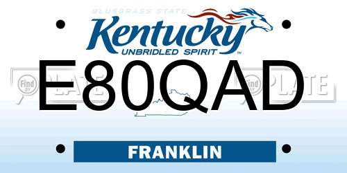 E80QAD Kentucky License Plate
