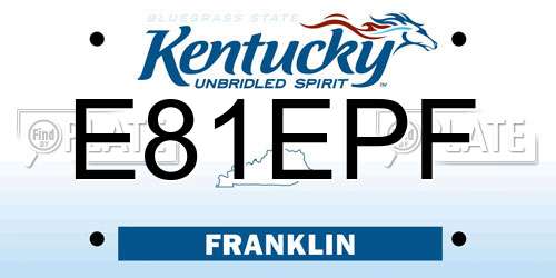 E81EPF Kentucky License Plate