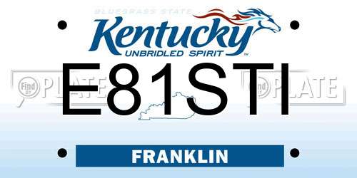 E81STI Kentucky License Plate