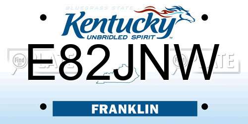 E82JNW Kentucky License Plate