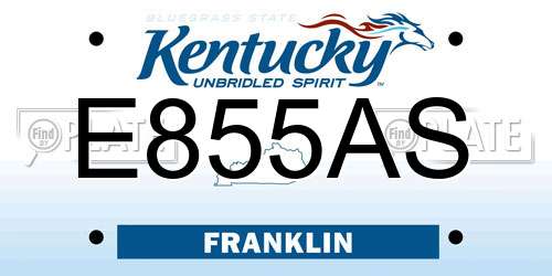 E855AS Kentucky License Plate