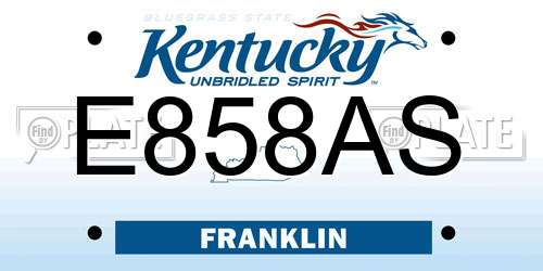 E858AS Kentucky License Plate