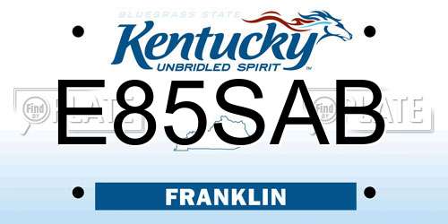 E85SAB Kentucky License Plate