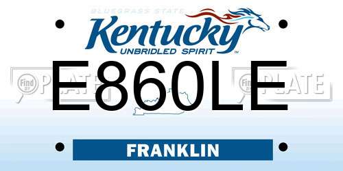 E860LE Kentucky License Plate