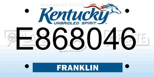 E868046 Kentucky License Plate