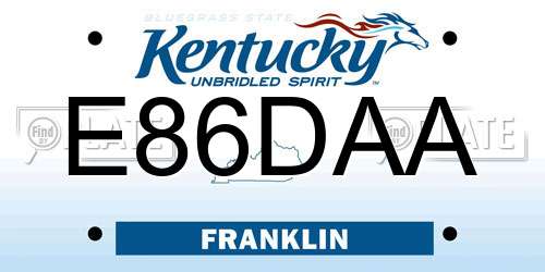 E86DAA Kentucky License Plate