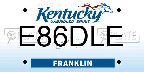 E86DLE Kentucky License Plate