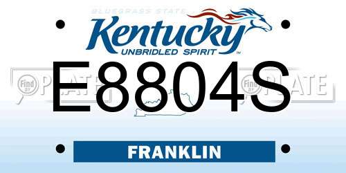 E8804S Kentucky License Plate