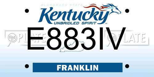 E883IV Kentucky License Plate