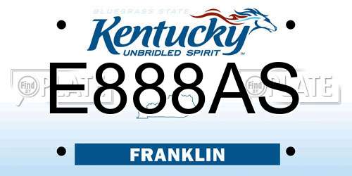 E888AS Kentucky License Plate
