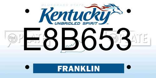 E8B653 Kentucky License Plate