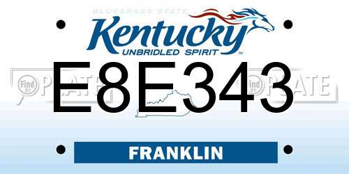 E8E343 Kentucky License Plate