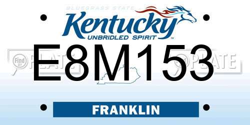 E8M153 Kentucky License Plate