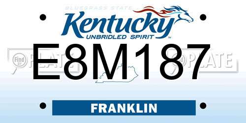 E8M187 Kentucky License Plate