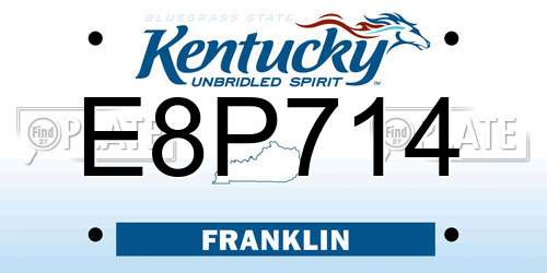 E8P714 Kentucky License Plate