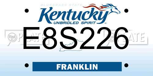 E8S226 Kentucky License Plate
