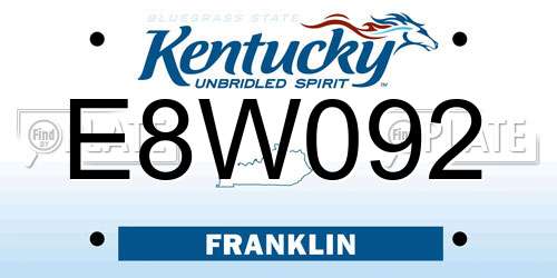 E8W092 Kentucky License Plate