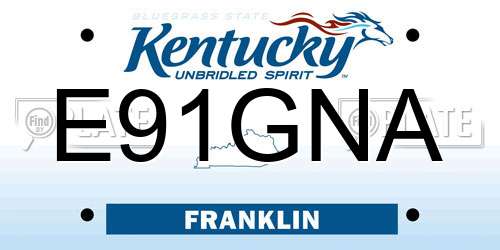 E91GNA Kentucky License Plate