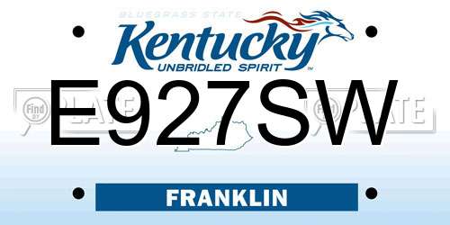 E927SW Kentucky License Plate