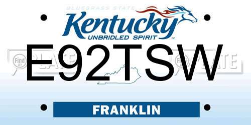 E92TSW Kentucky License Plate