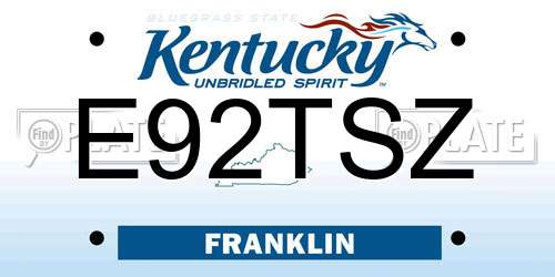 E92TSZ Kentucky License Plate