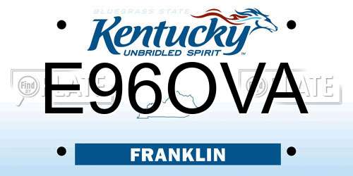 E96OVA Kentucky License Plate