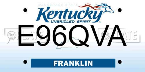 E96QVA Kentucky License Plate