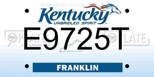 E9725T Kentucky License Plate