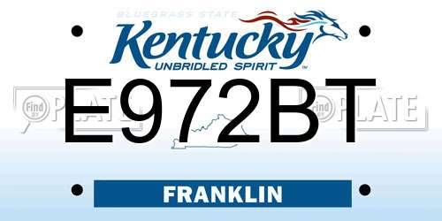 E972BT Kentucky License Plate