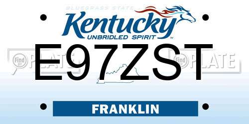 E97ZST Kentucky License Plate