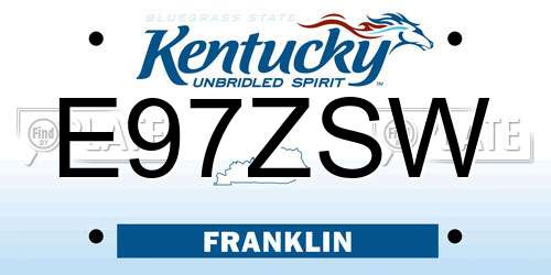 E97ZSW Kentucky License Plate