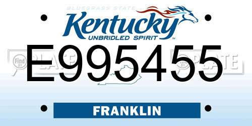 E995455 Kentucky License Plate