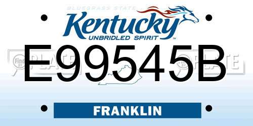 E99545B Kentucky License Plate