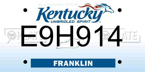 E9H914 Kentucky License Plate